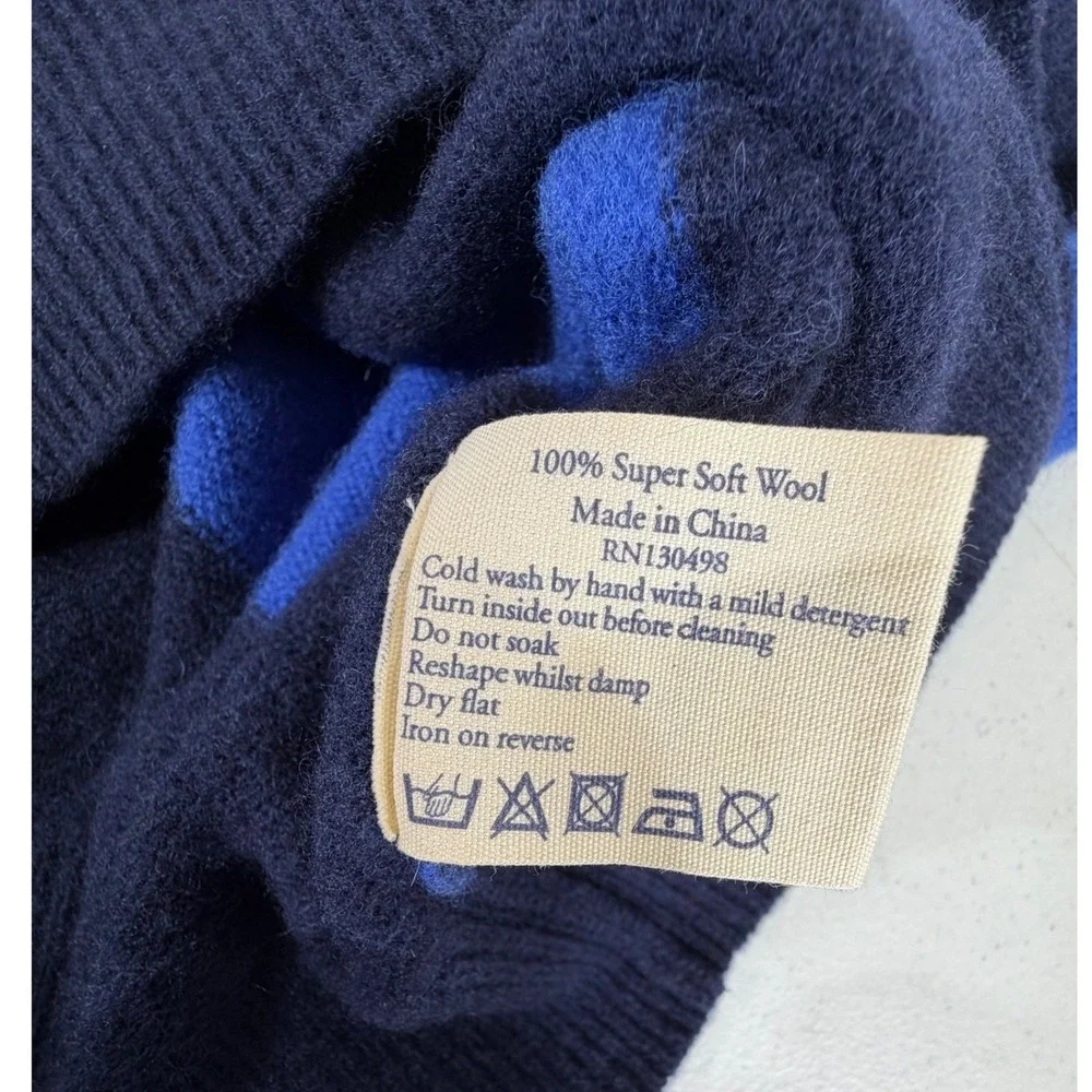 Jack Wills Striped Wool Sweater Jumper Medium Navy Royal Blue Crew Neck